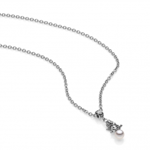 Silver necklace with crystal pearl